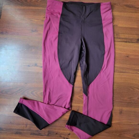 LULULEMON CRANBERRY BROWN COLORBLOCK LEGGING SIZE 12 - Picture 2 of 8